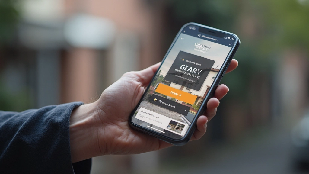 Smartphone scherm met eigendomspagina waarop de contact knop duidelijk zichtbaar en uitnodigend is geplaatst